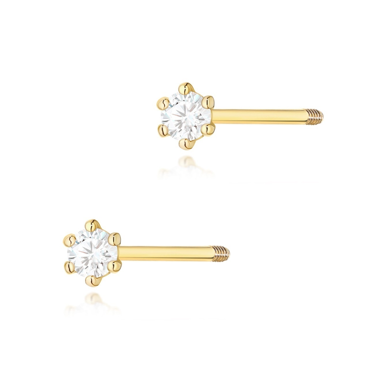 Cercei Aur 14K cu Diamant Natural 0.04 ct Filet cu Protectie