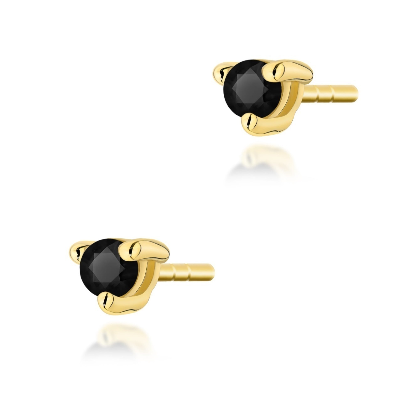 Cercei Aur 14K cu Diamant Natural Negru 0.04 ct