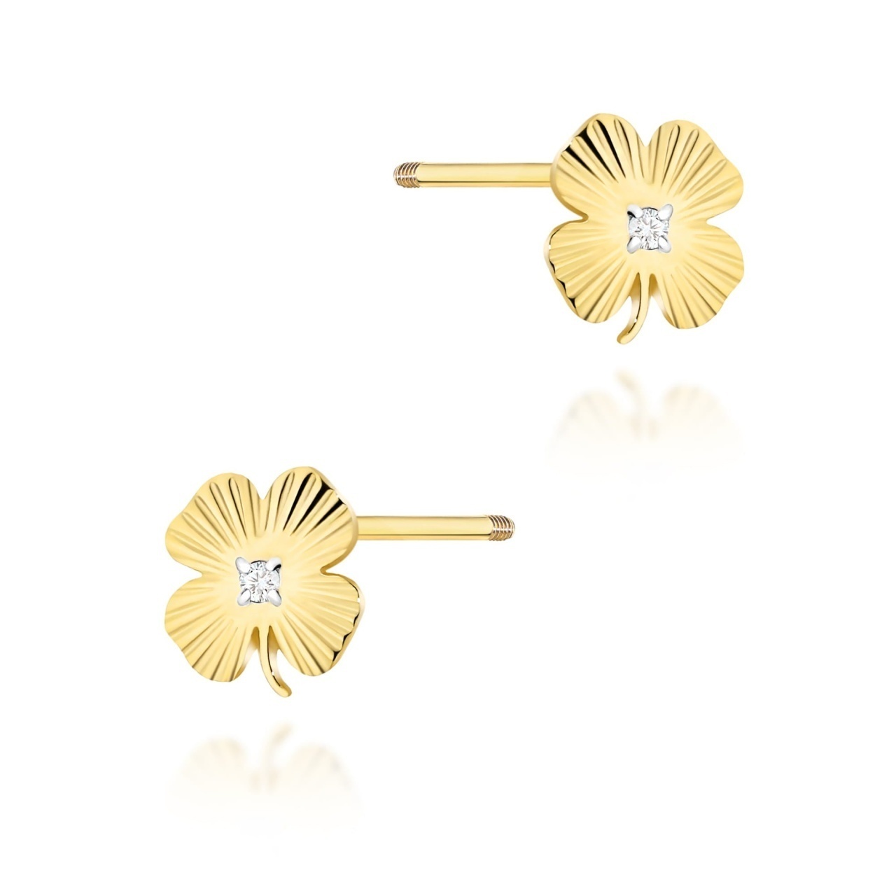 Cercei Aur 14K cu Diamante Naturale 0.01 ct Filet cu Protectie