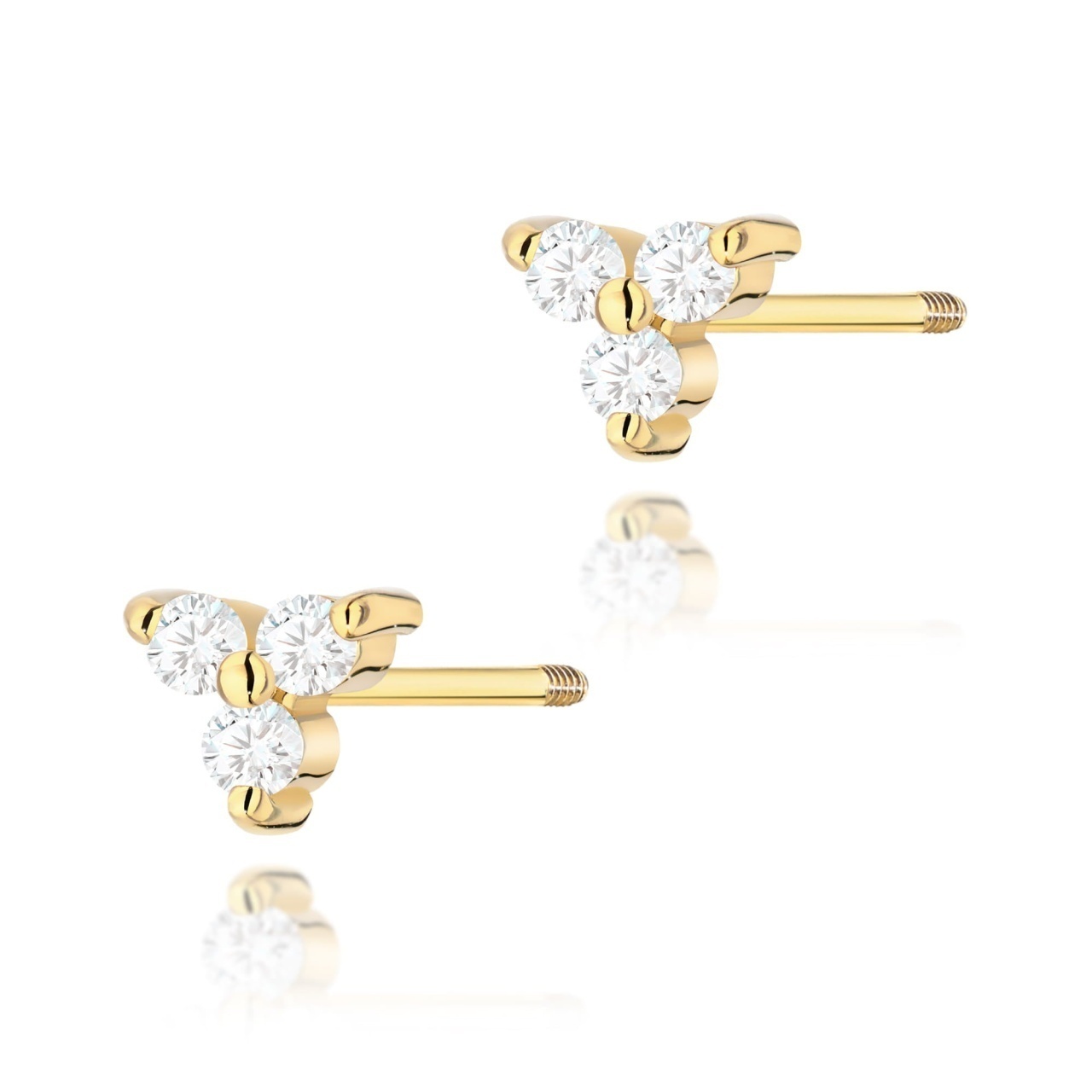 Cercei Aur 14K cu Diamante Naturale 0.09 ct Filet cu Protectie
