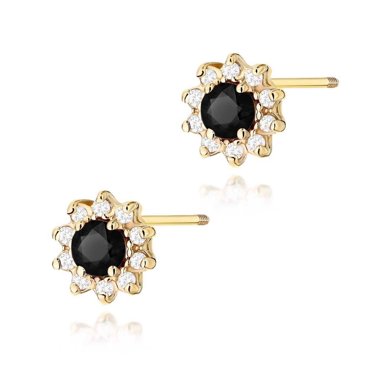Cercei Aur 14K cu Diamante Naturale Albe si Negre 0.29 ct Filet cu Protectie