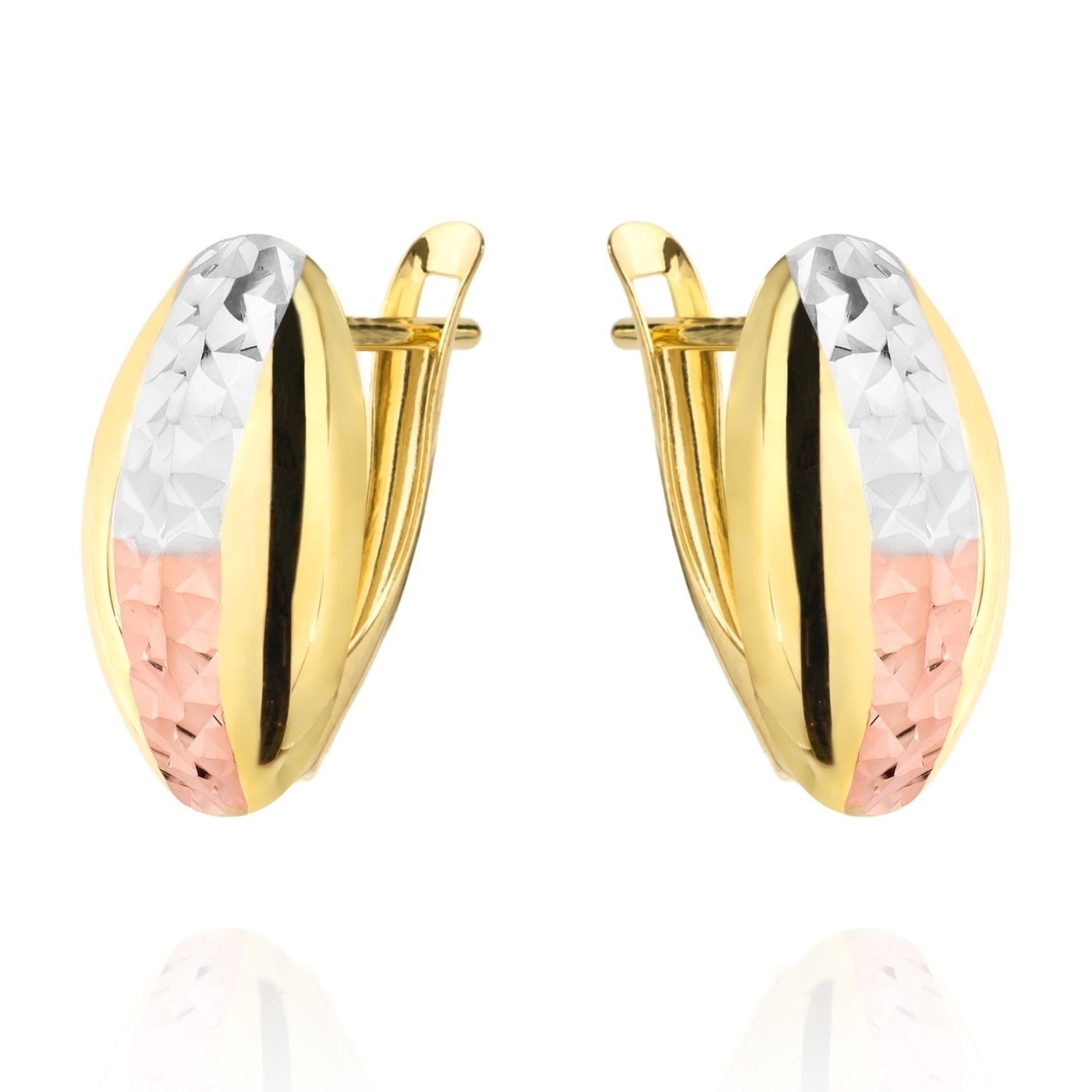 Cercei Aur 14k cu Model Roz si Alb