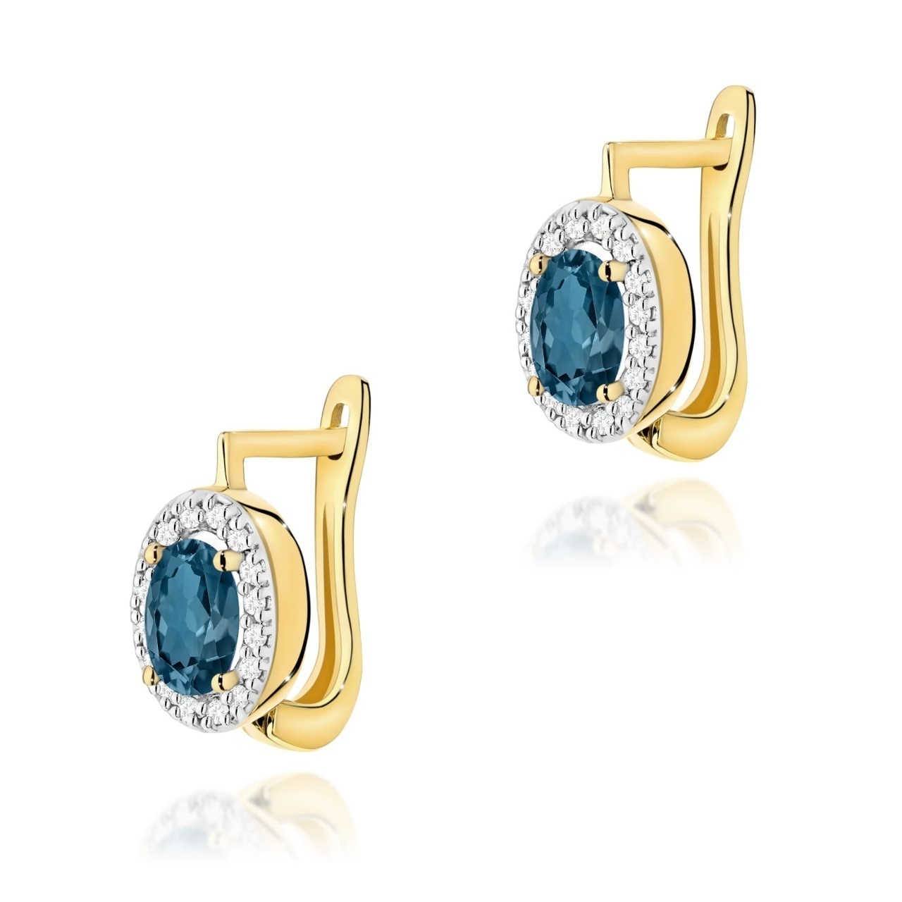 Cercei Aur 14K cu Topaz London Blue 0.50 ct si Diamante Naturale 0.16 ct