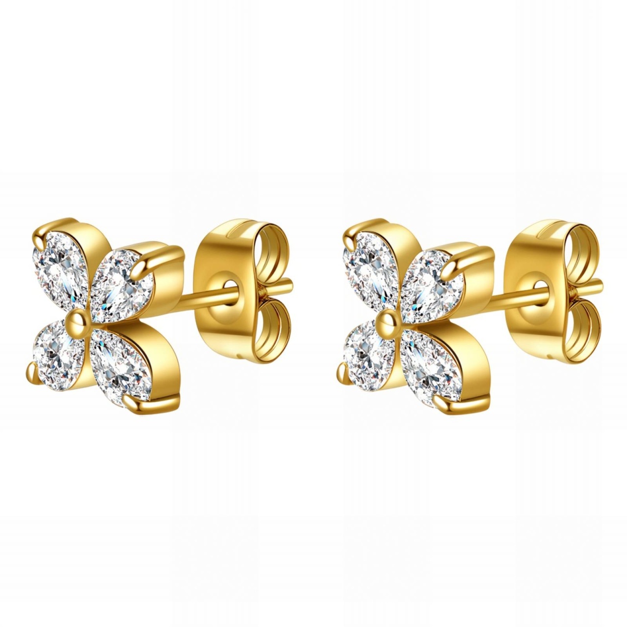 Cercei Crystal Flower din Inox placat cu AUR