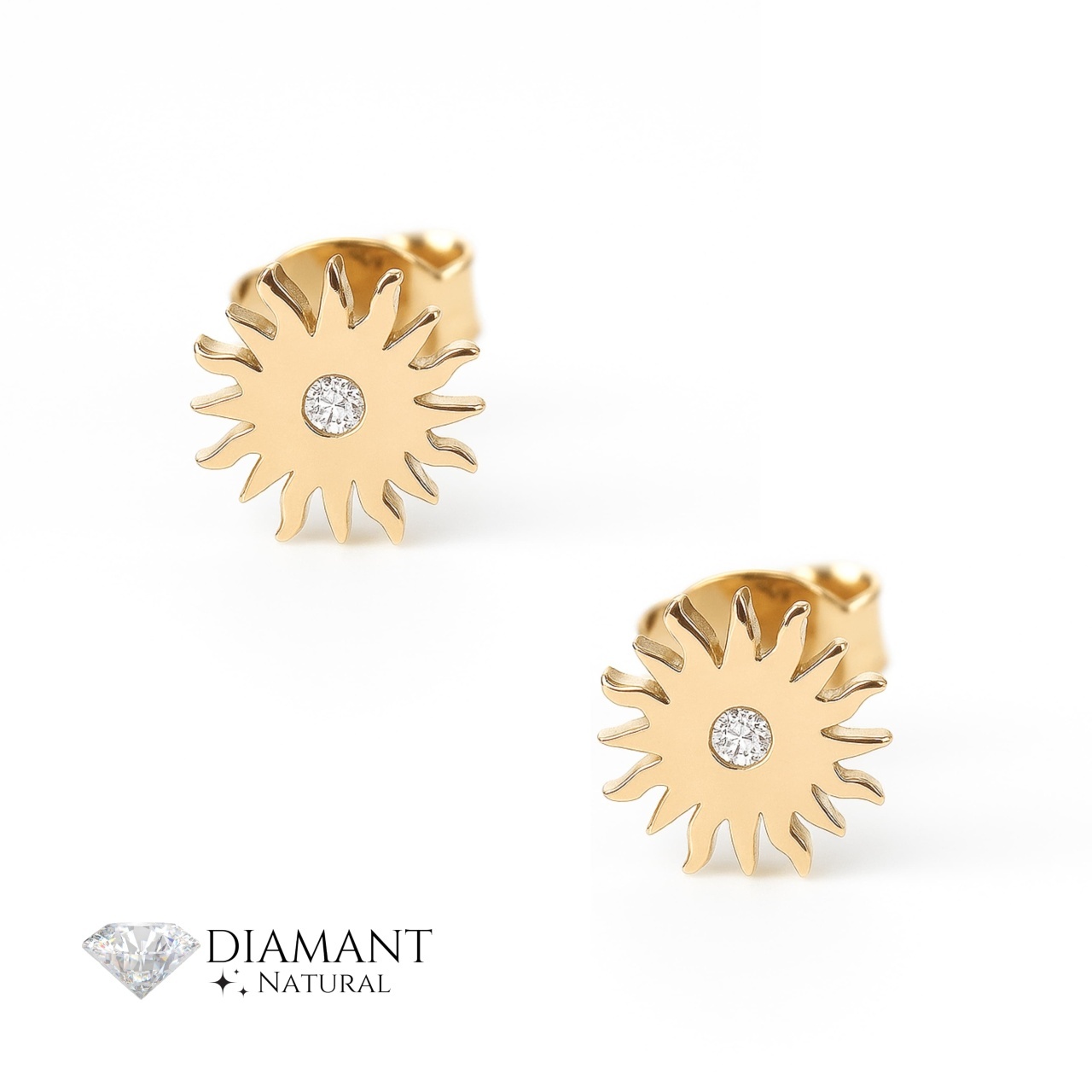 Cercei Diamond Sun din AUR 14K cu Diamant Natural
