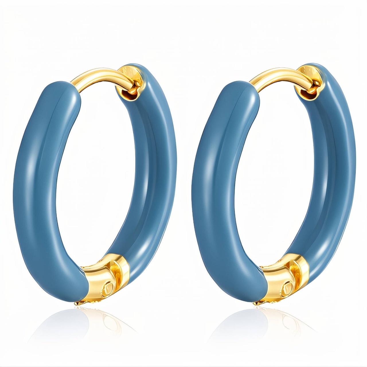 Cercei Duce Blue din Inox placați cu Aur 18K