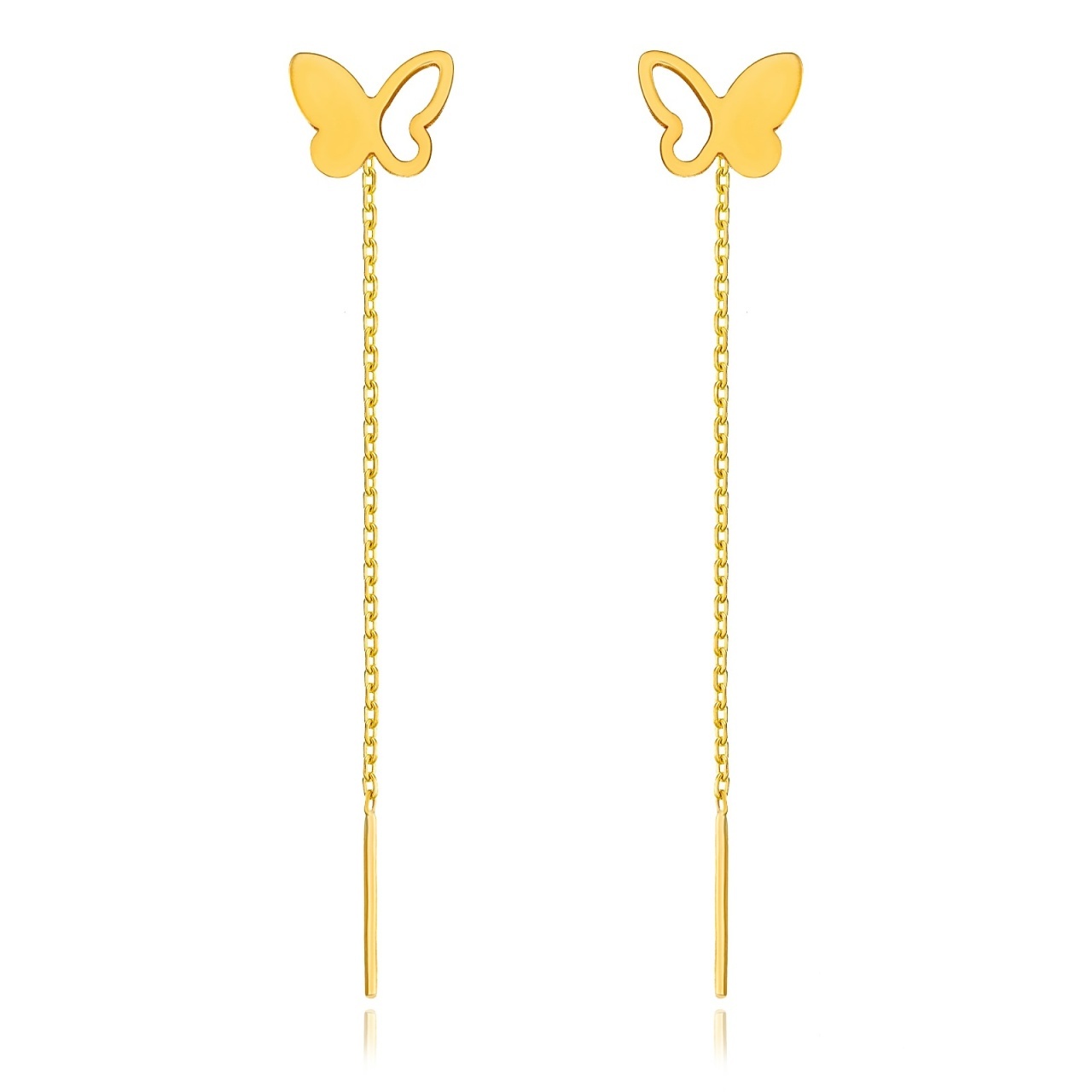 Cercei Split Butterfly din AUR 14K cu lantișor