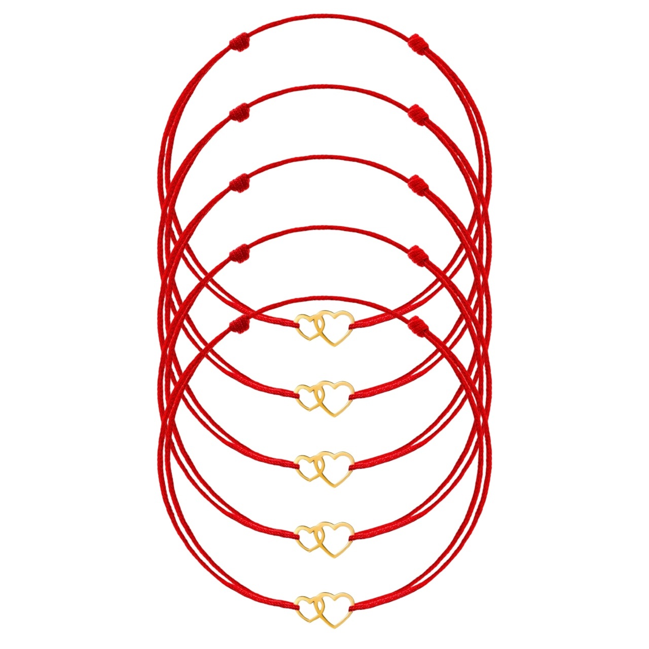 Engros Lot 5 brățări Inimioare Duble Clasic Collection din Aur 14K