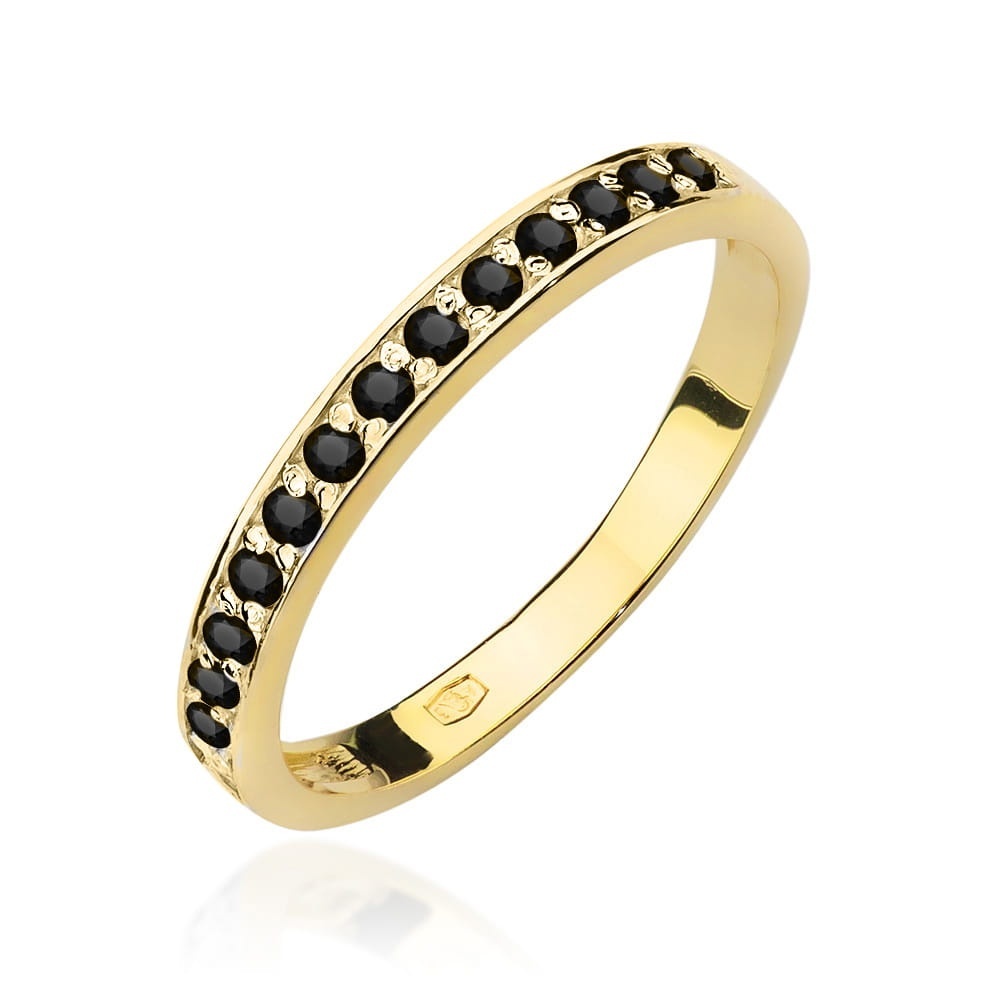 Inel Aur 14K cu Diamante Naturale Negre 0.20 ct
