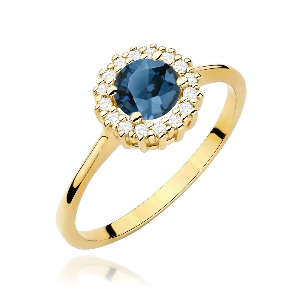 Inel Aur 14K cu Topaz London Blue 0.50 ct si Diamante Naturale 0.14 ct