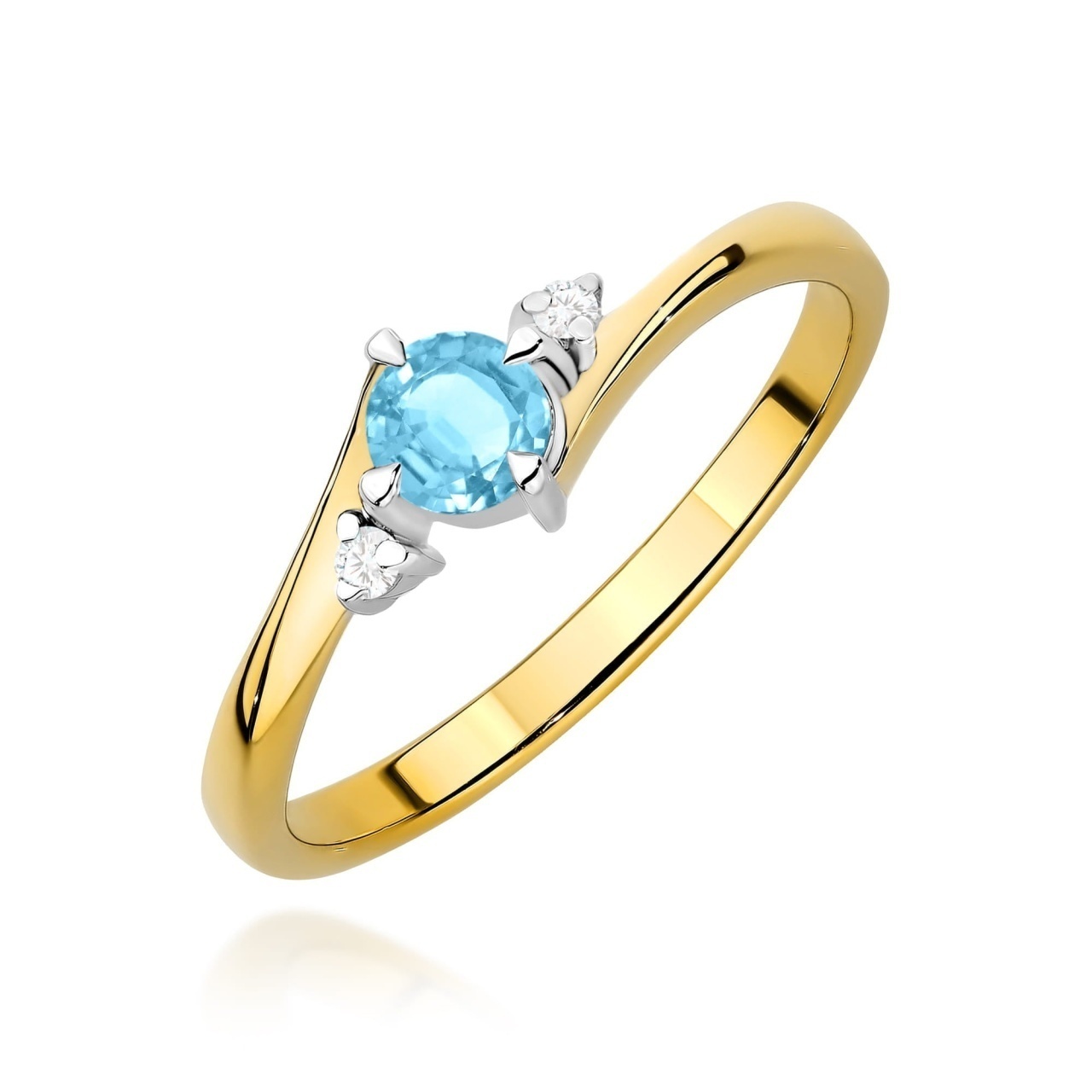 Inel Aur 14K cu Topaz Swiss 0.25 ct si Diamante Naturale 0.03 ct