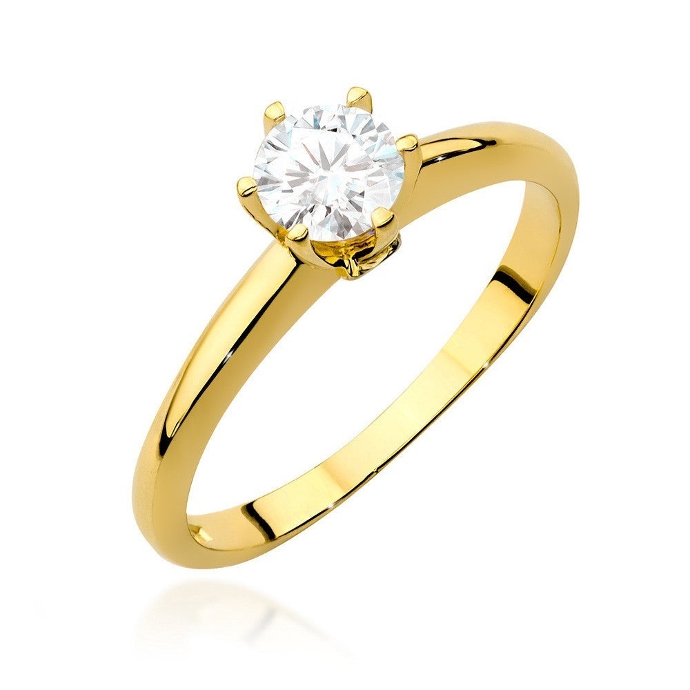 Inel Aur 14K cu White Sapphire 0.60 ct si Diamante Naturale 0.04 ct