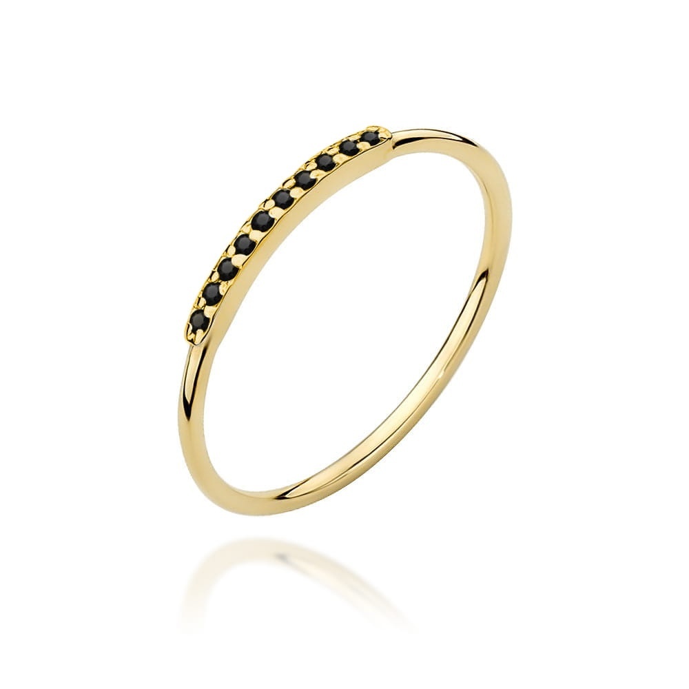 Inel Aur 9K cu Diamante Naturale Negre 0.05 ct