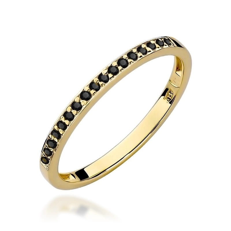 Inel Aur 9K cu Diamante Naturale Negre 0.09 ct