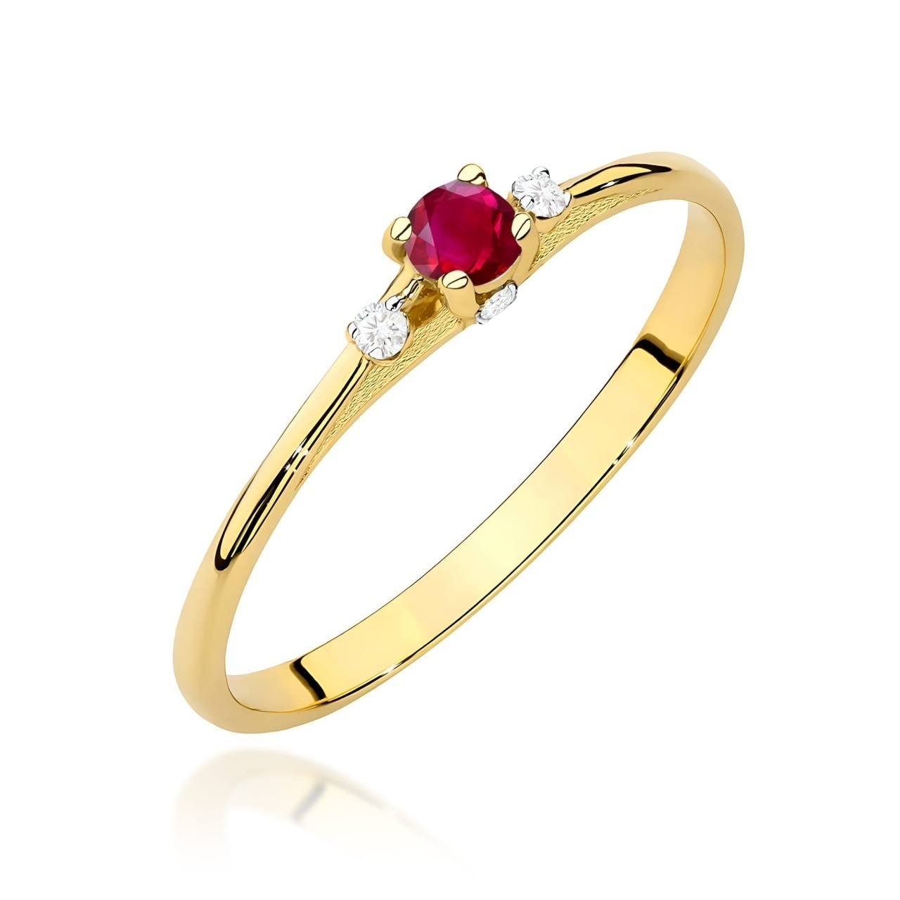 Inel Aur 9K cu Rubin 0.15 ct si Diamante Naturale 0.05 ct