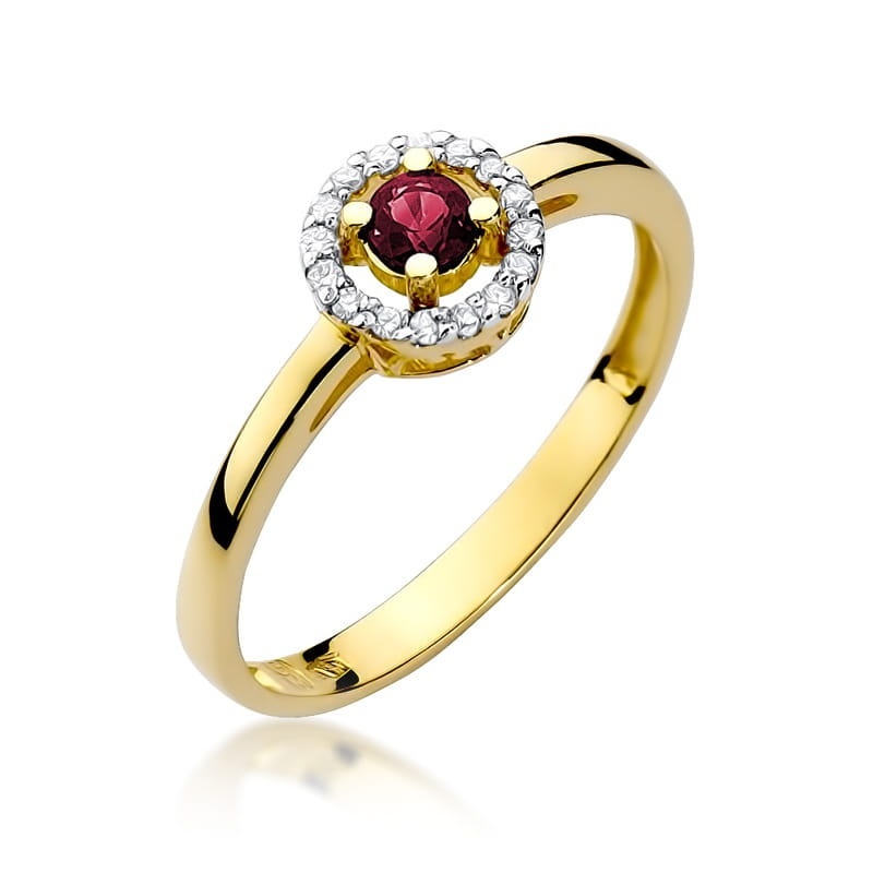 Inel Aur 9K cu Rubin 0.15 ct si Diamante Naturale 0.08 ct