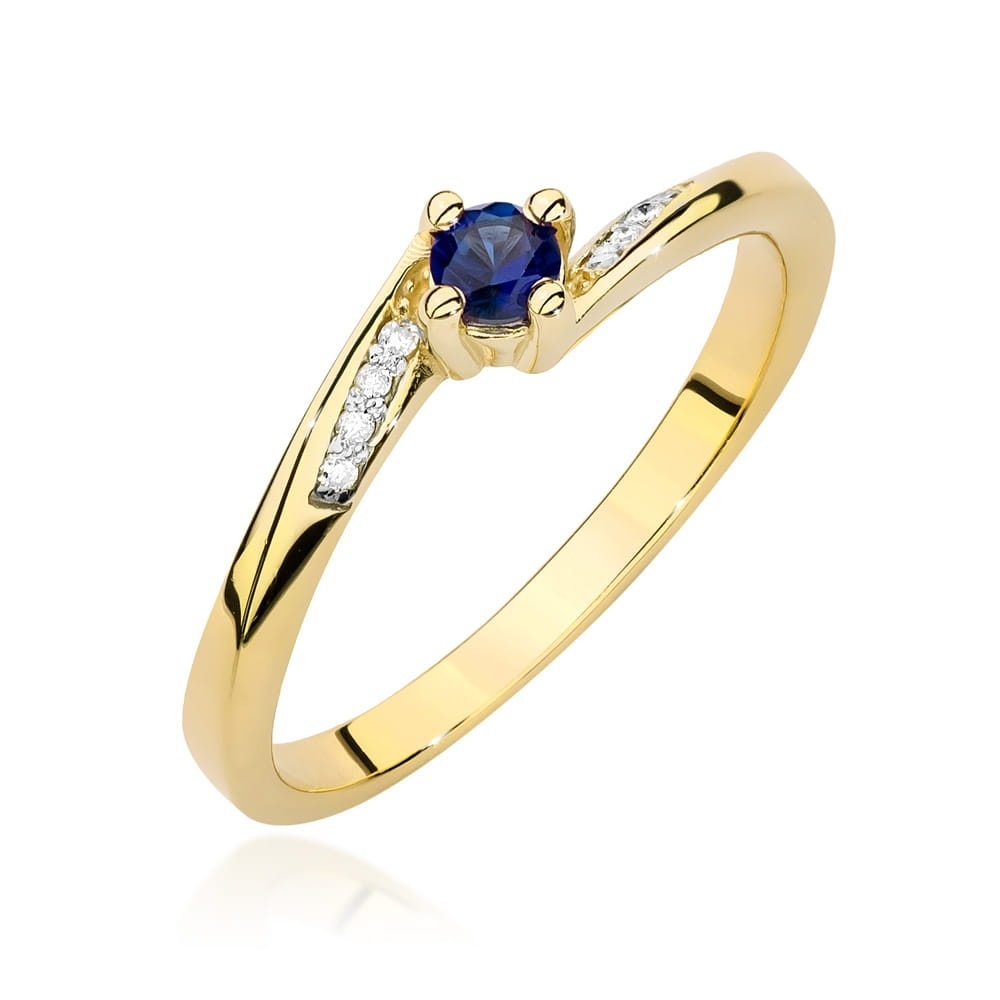 Inel Aur 9K cu Safir 0.15 ct si Diamante Naturale 0.04 ct