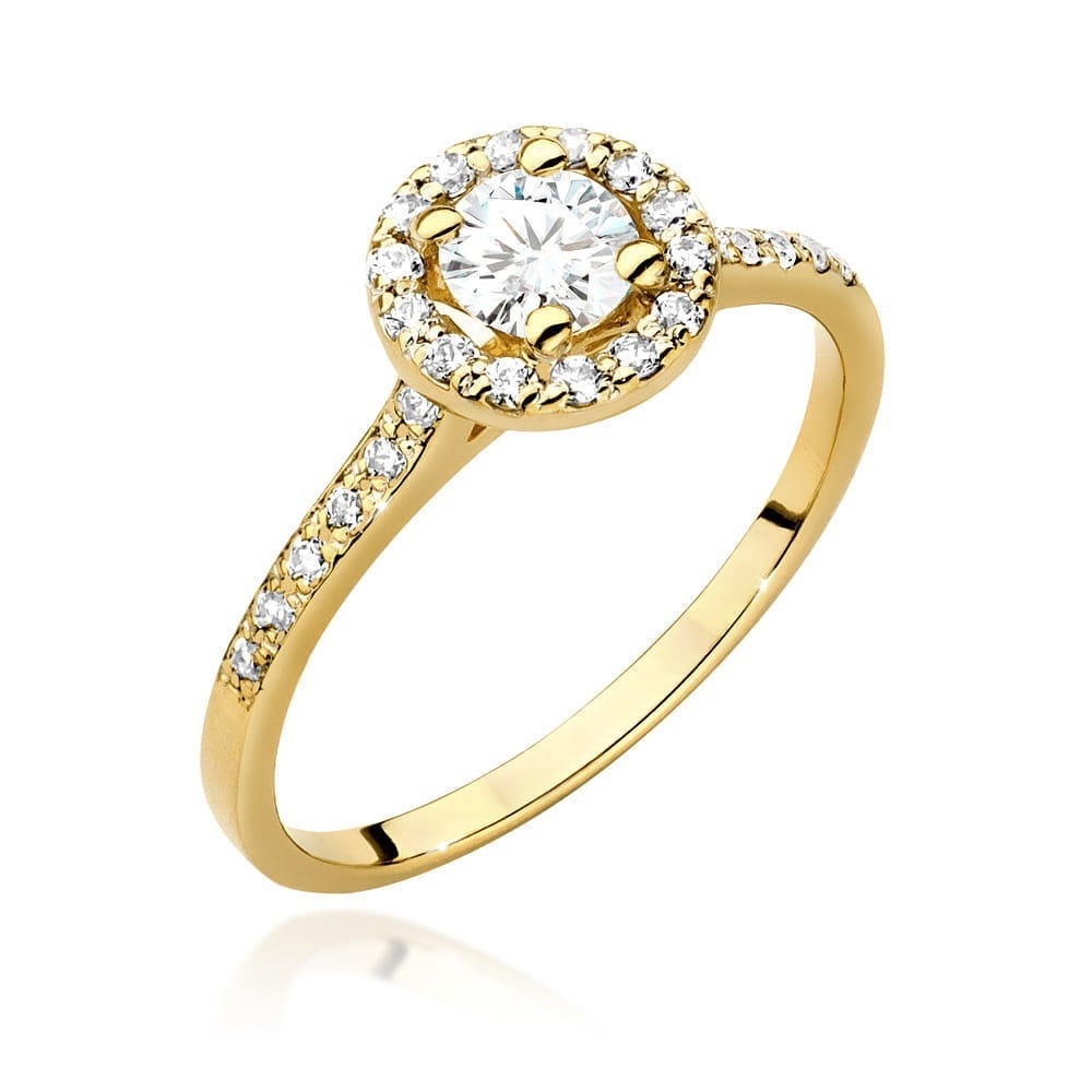 Inel Aur 9K cu Safir Alb 0.60 ct si Diamante Naturale 0.24 ct