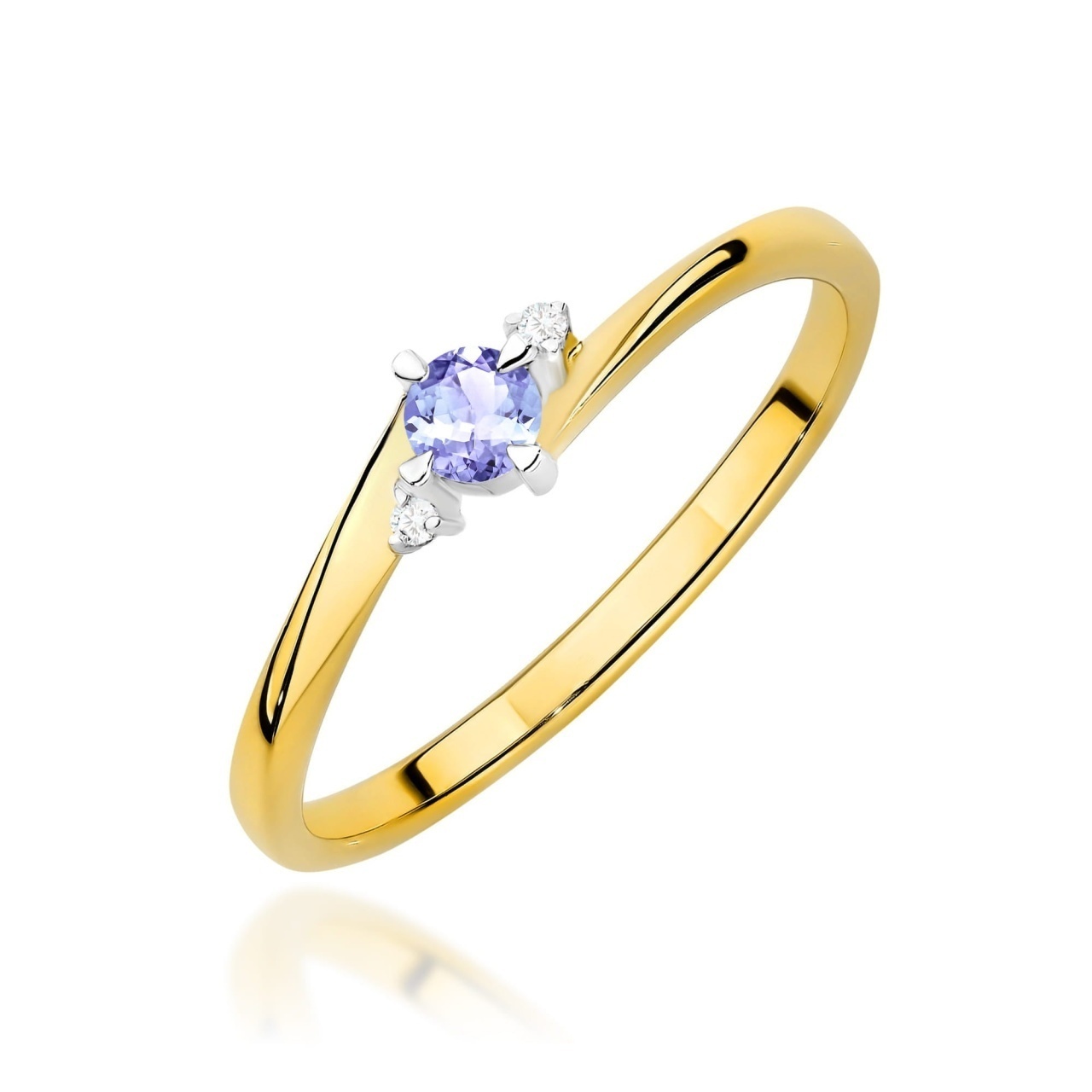 Inel Aur 9K cu Tanzanit 0.15 ct si Diamante Naturale 0.02 ct