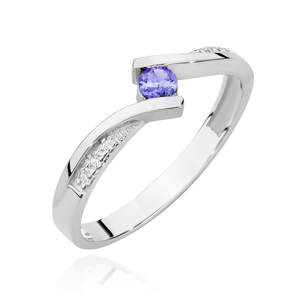 Inel Aur 9K cu Tanzanit 0.15 ct si Diamante Naturale 0.03 ct
