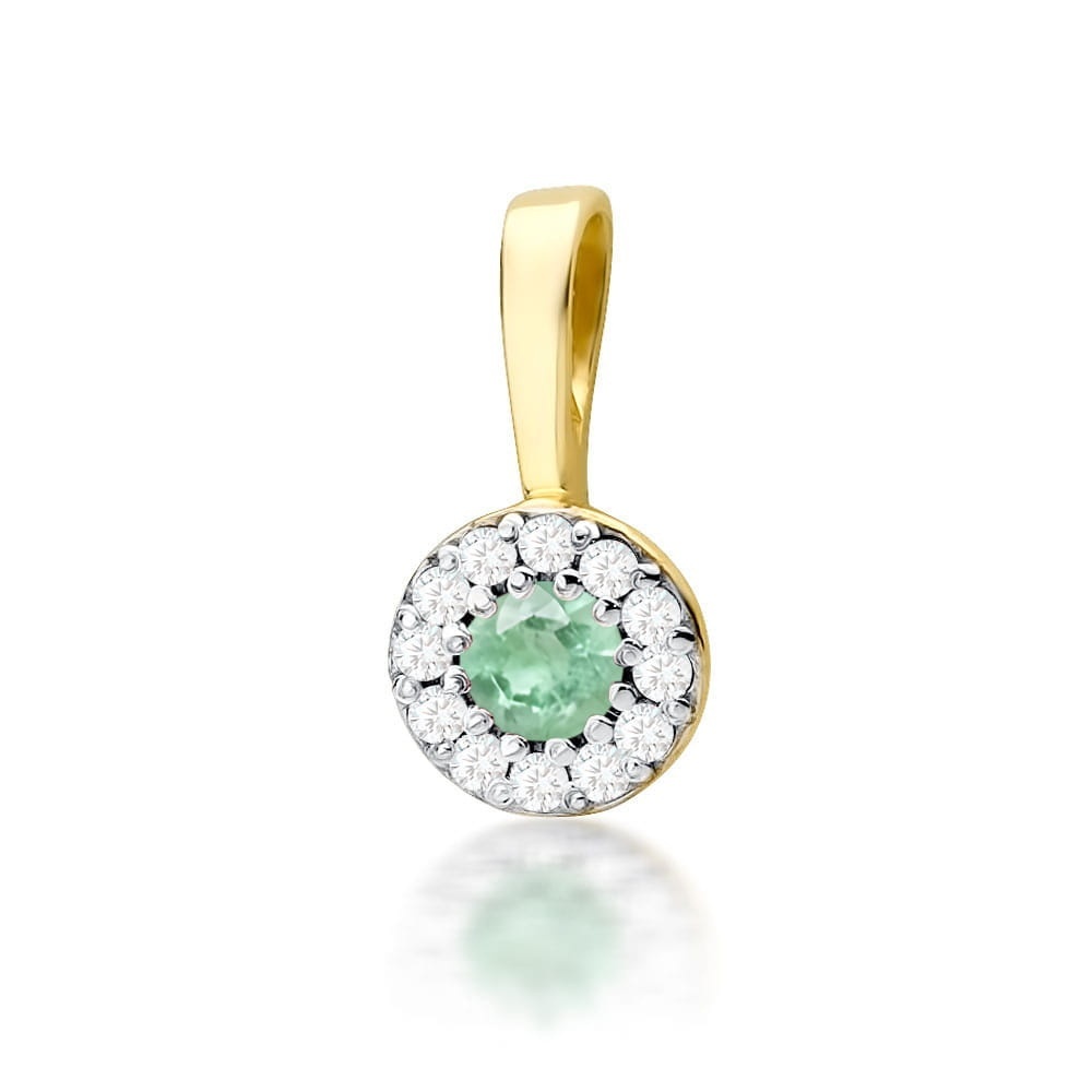 Pandantiv Aur 14K cu Smarald 0.15 ct si Diamante Naturale 0.10 ct