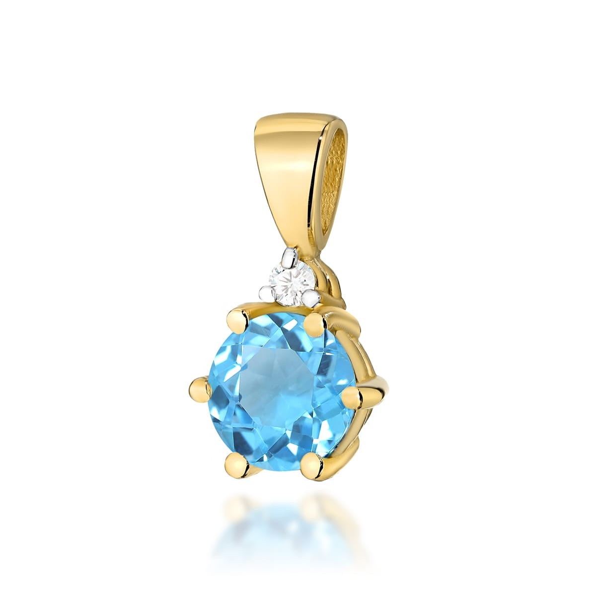 Pandantiv Aur 14K cu Topaz Swiss 0.50 ct si Diamant Natural 0.01 ct