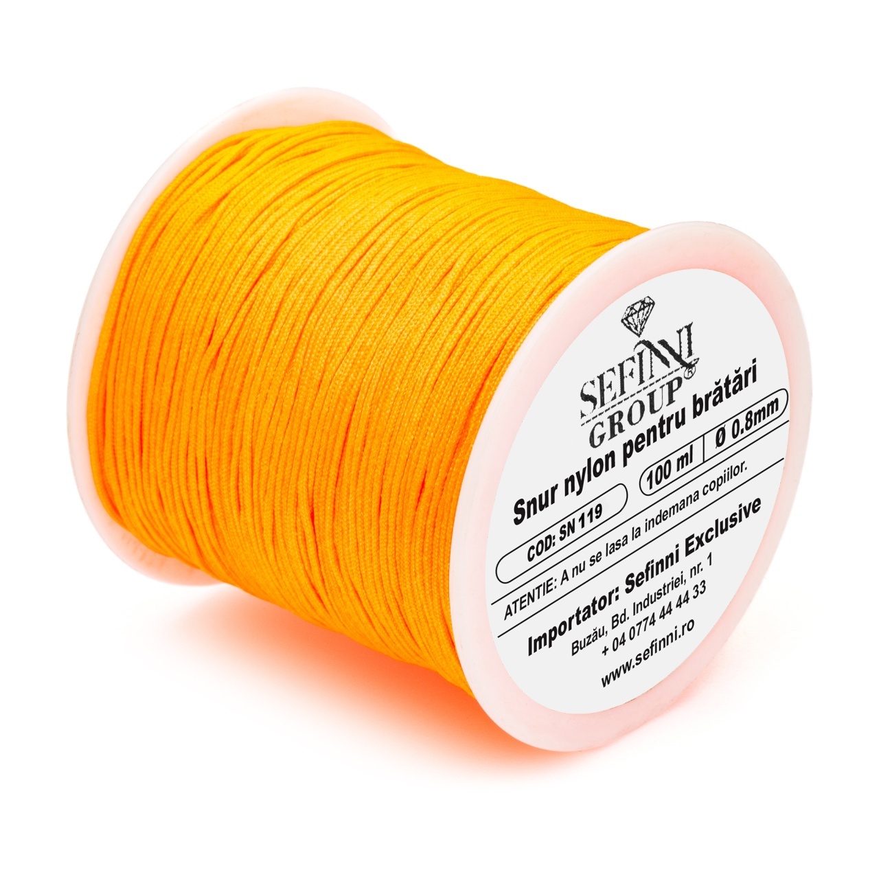 Rola snur 100m x 0.8mm - portocaliu neon