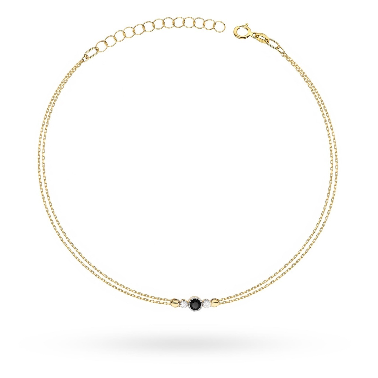 Bratara Aur 14K cu Diamante Naturale Albe si Negre 0.15 ct