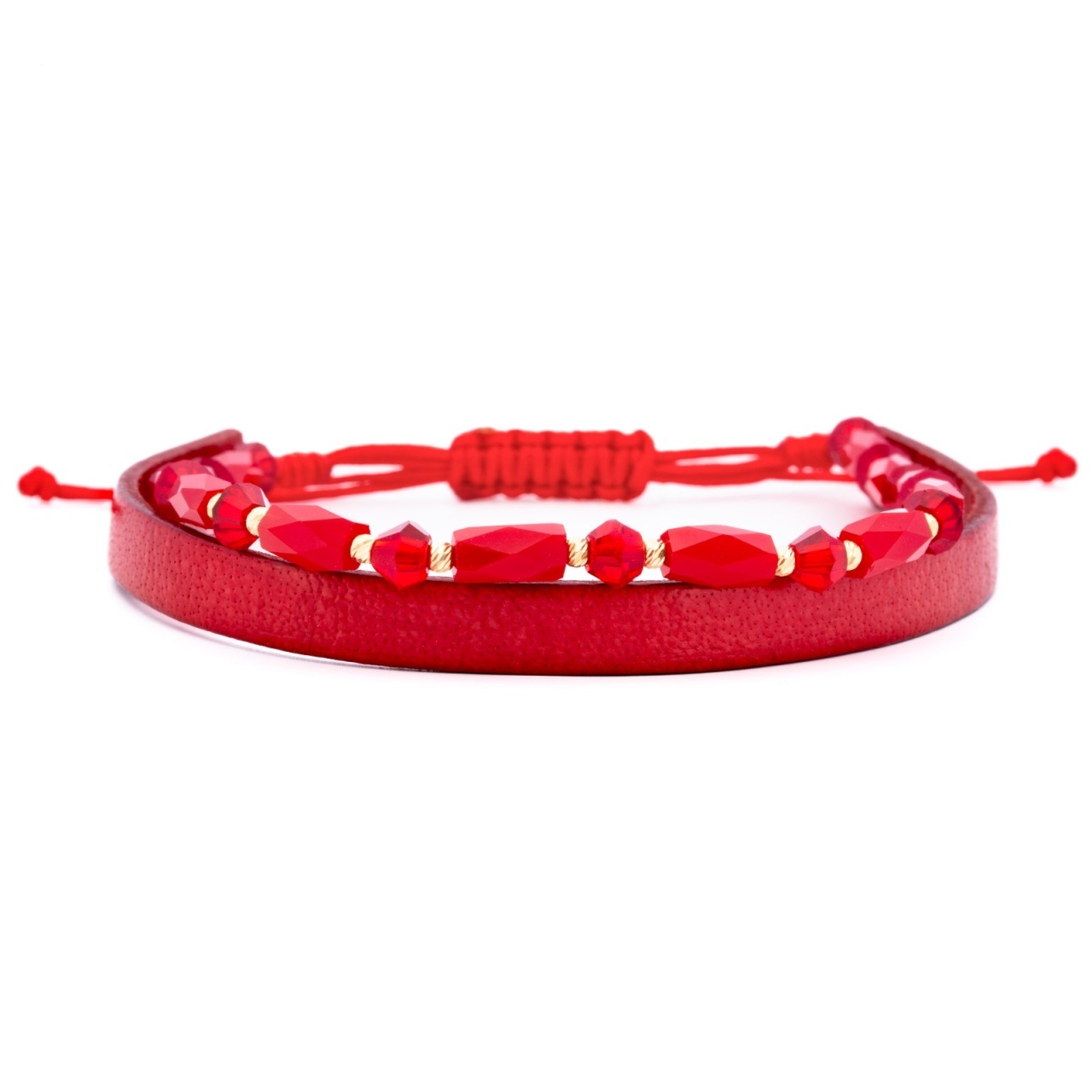 Bratara Fancy Red din AUR 14K cu Piele Naturală