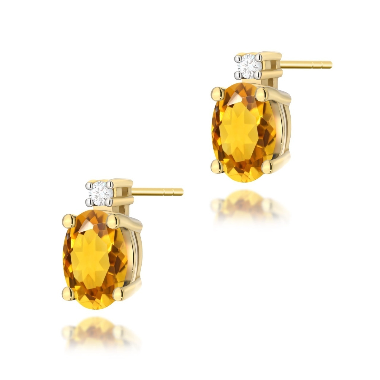 Cercei Aur 14K cu Citrin 0.60 ct si Diamante Naturale 0.03 ct