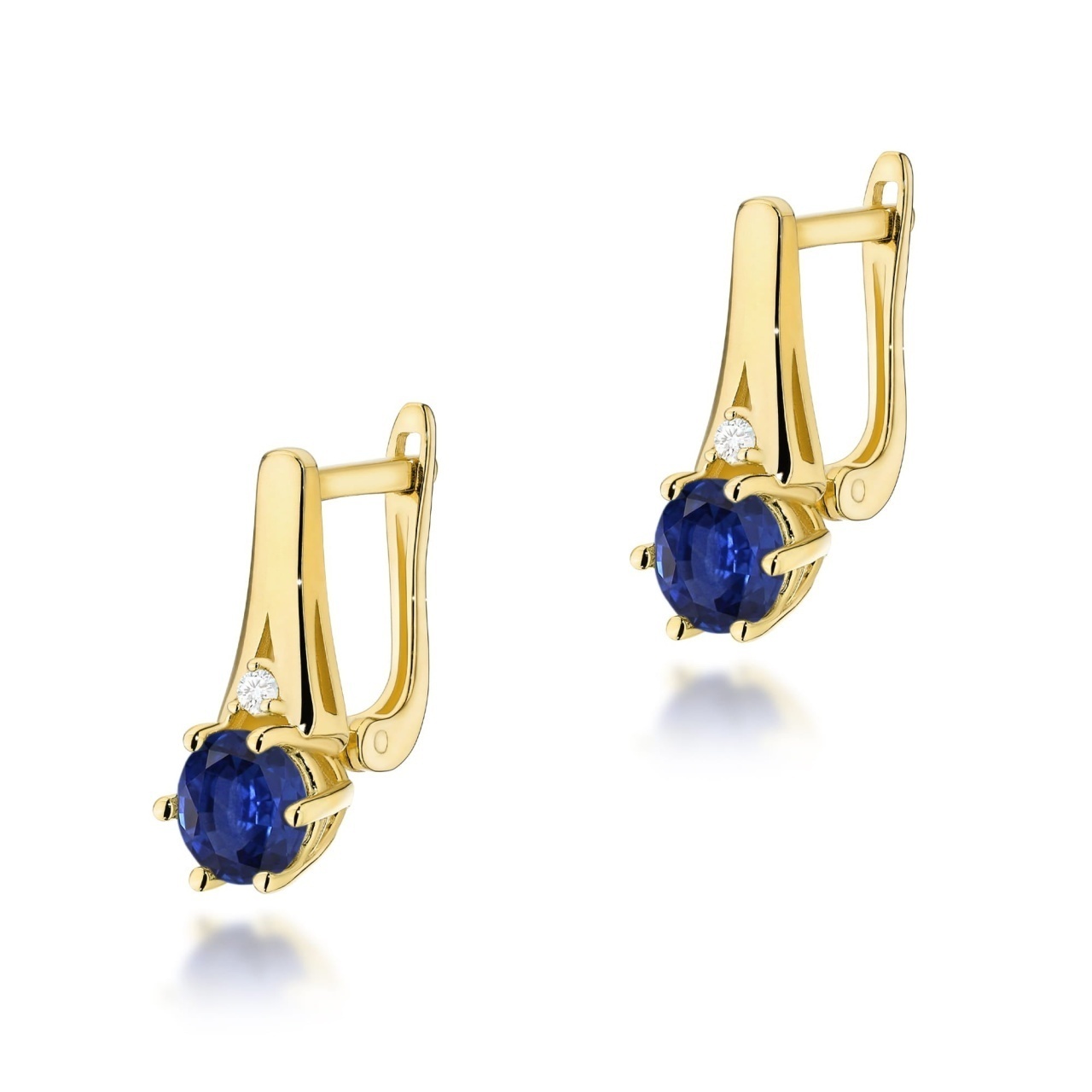 Cercei Aur 14K cu Smarald 0.50 ct si Diamante Naturale 0.03 ct