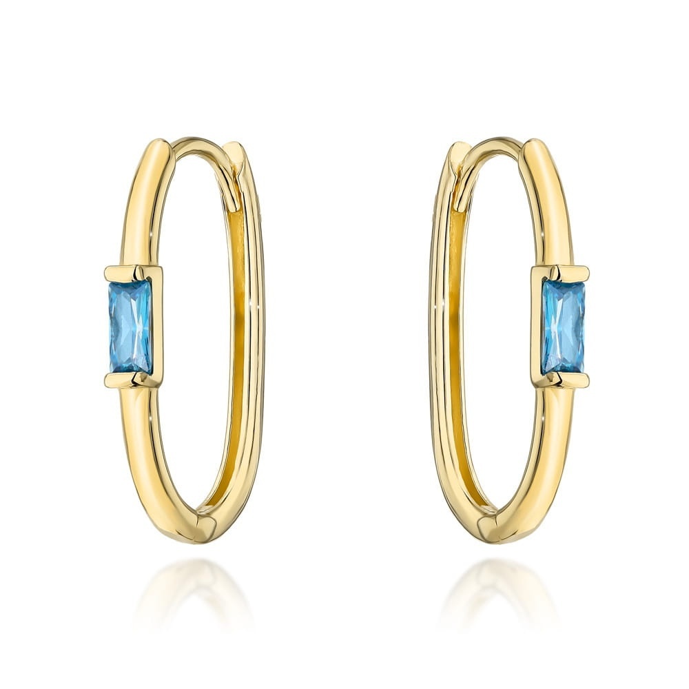 Cercei Creole Aur 14k cu Cristale Albastre
