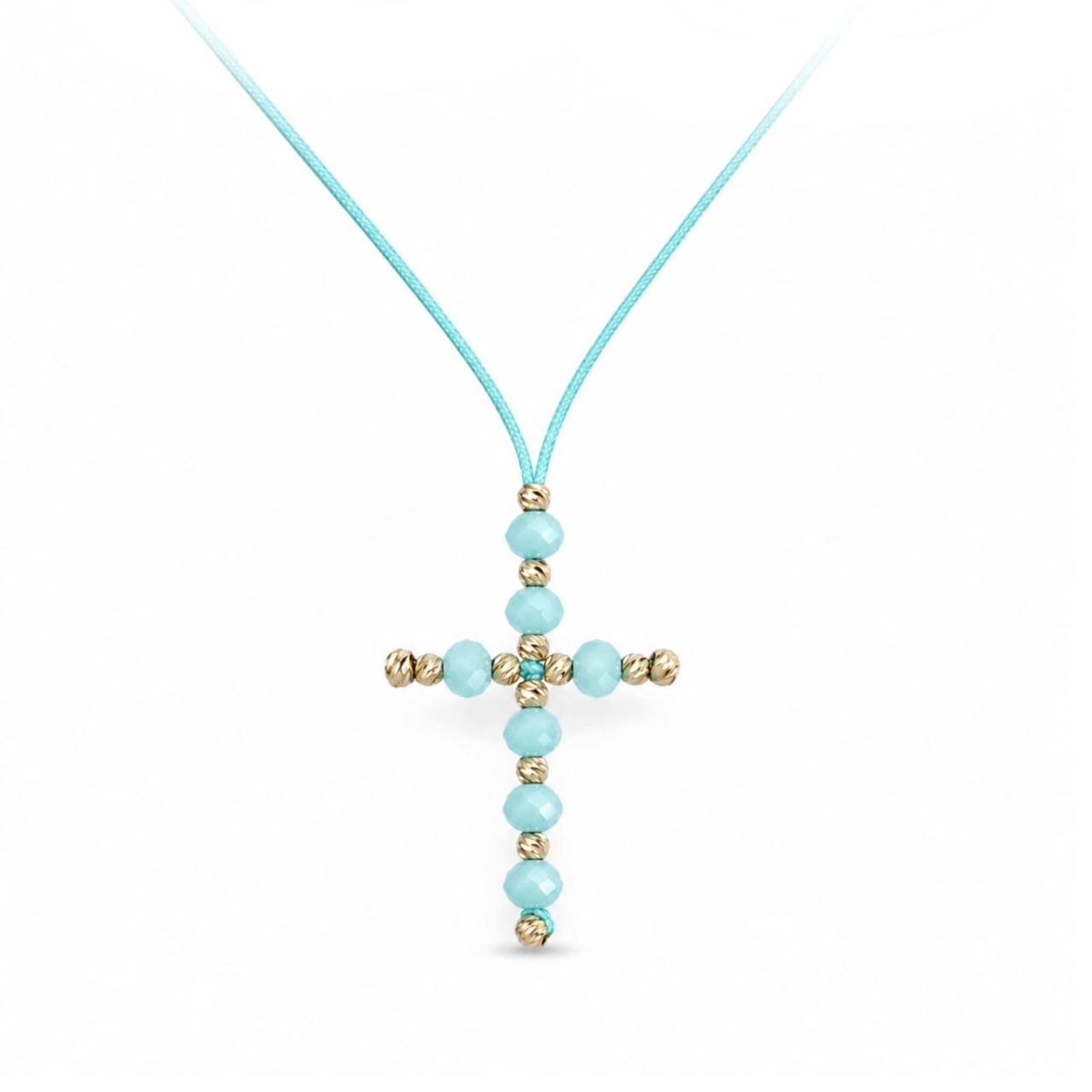 Choker Crystal Sky Blue Cross din AUR 14K