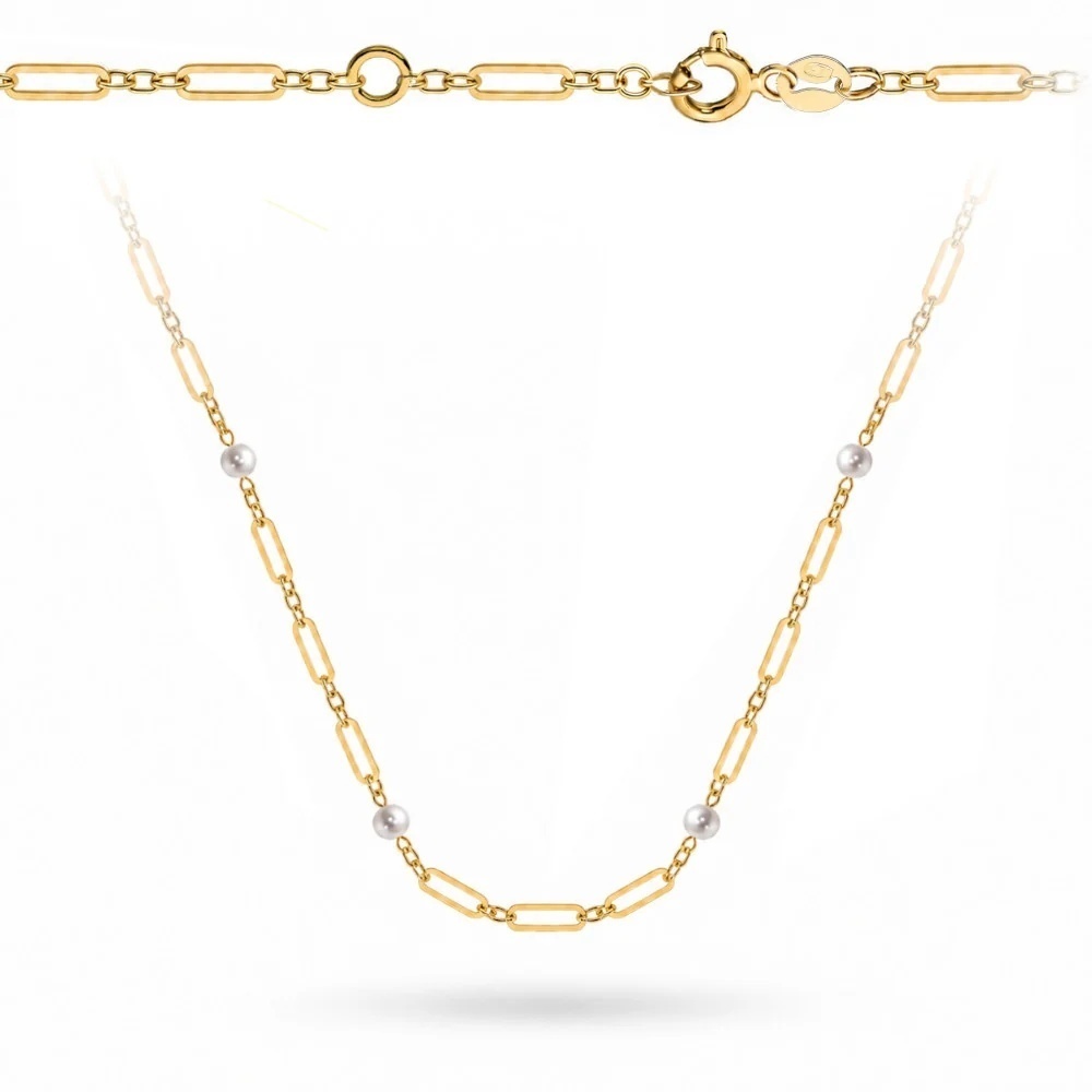Colier Aur 14K Zale Lungi Delicate Și Perle Naturale