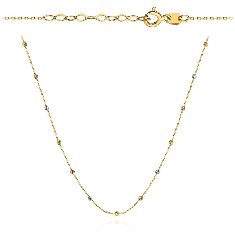 Colier Aur cu Bilute, 40 cm- 14k