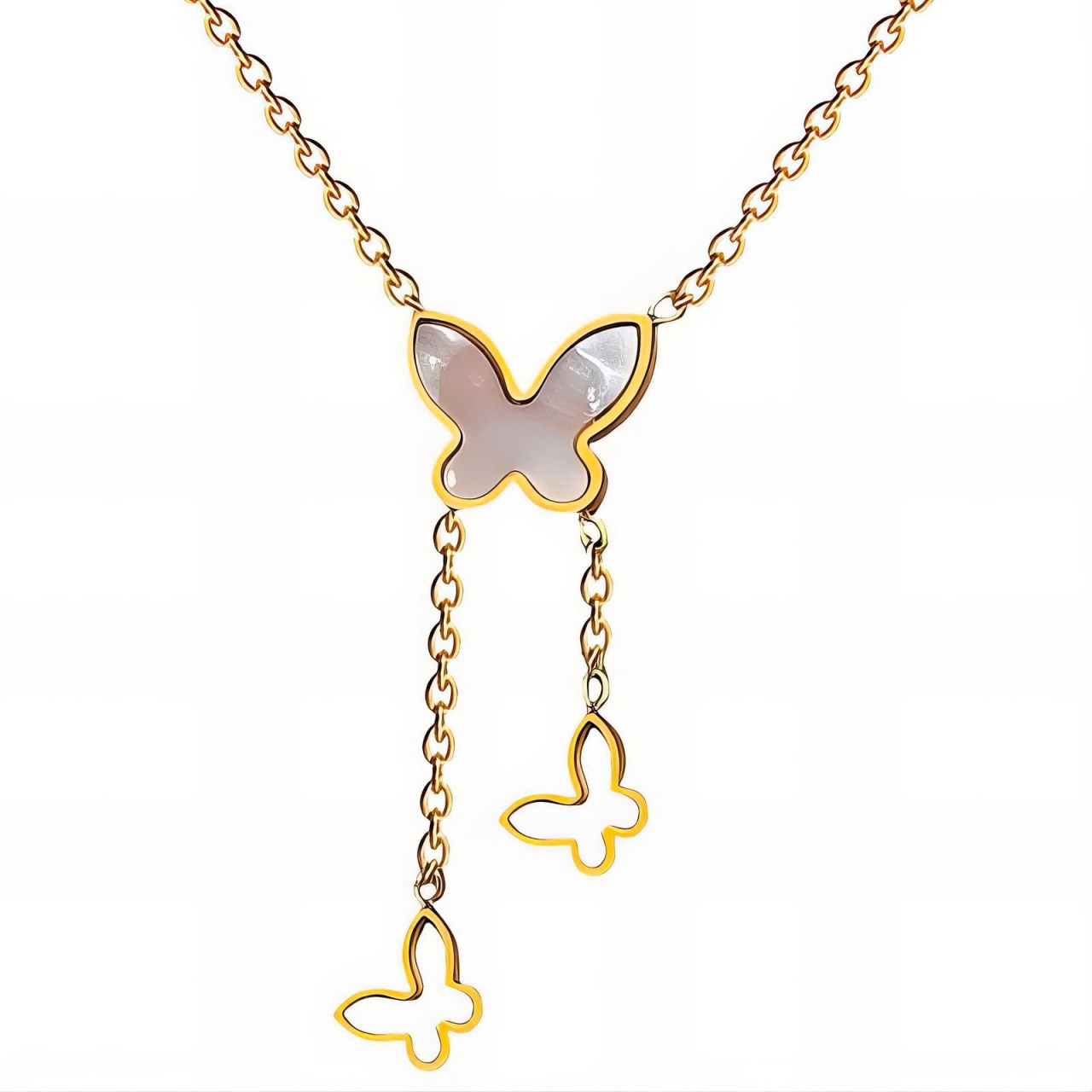 Colier Butterfly Trio din Inox placat cu AUR 18K