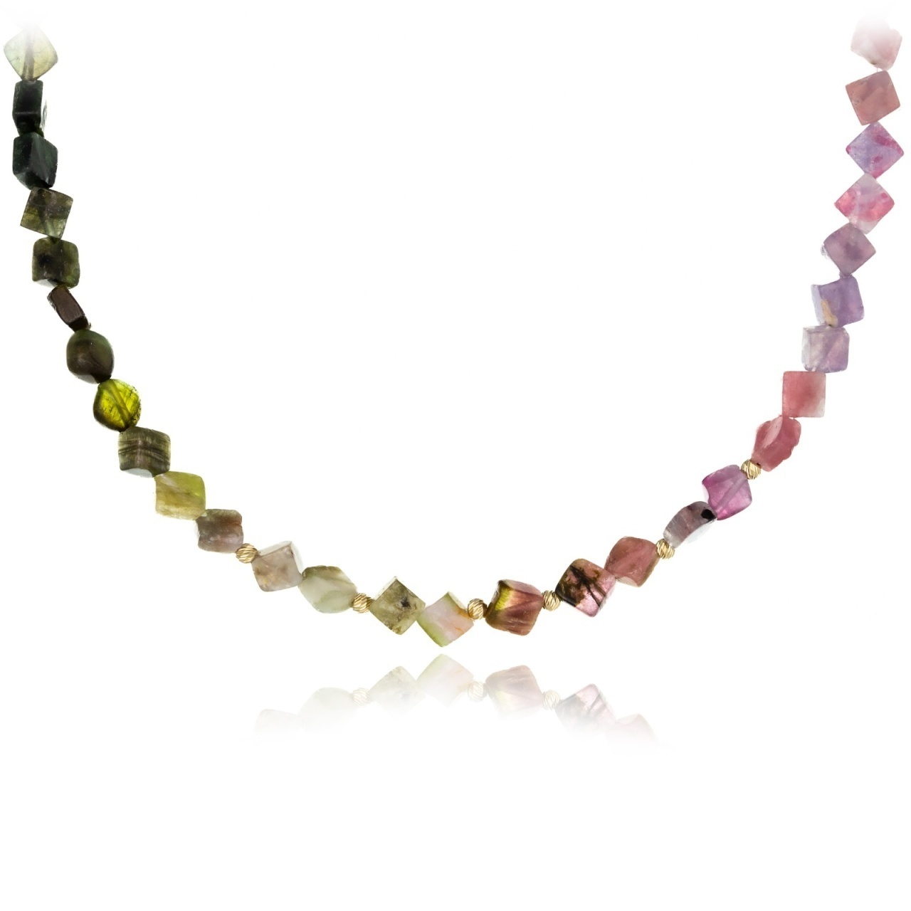 Colier Cubic Tourmaline din AUR 14K și Turmalină