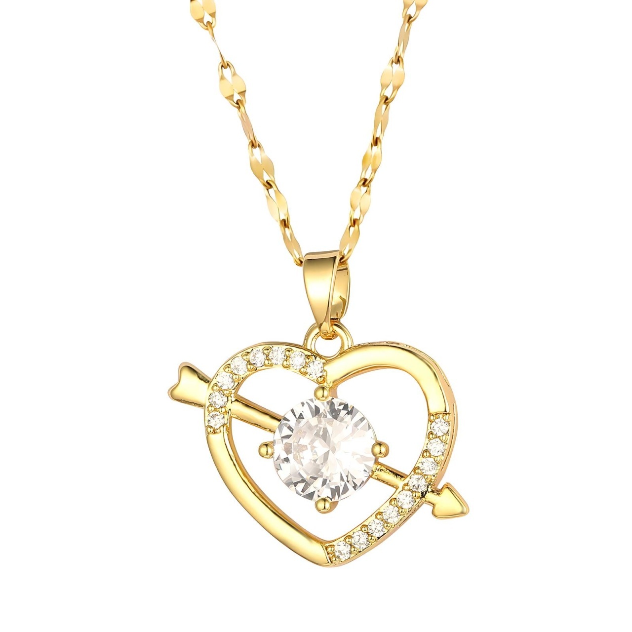 Colier Cupidon Crystal din Inox placat cu AUR 18K