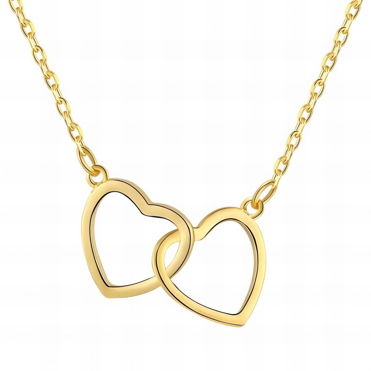 Colier Double Hearts din Inox placat cu AUR 18K