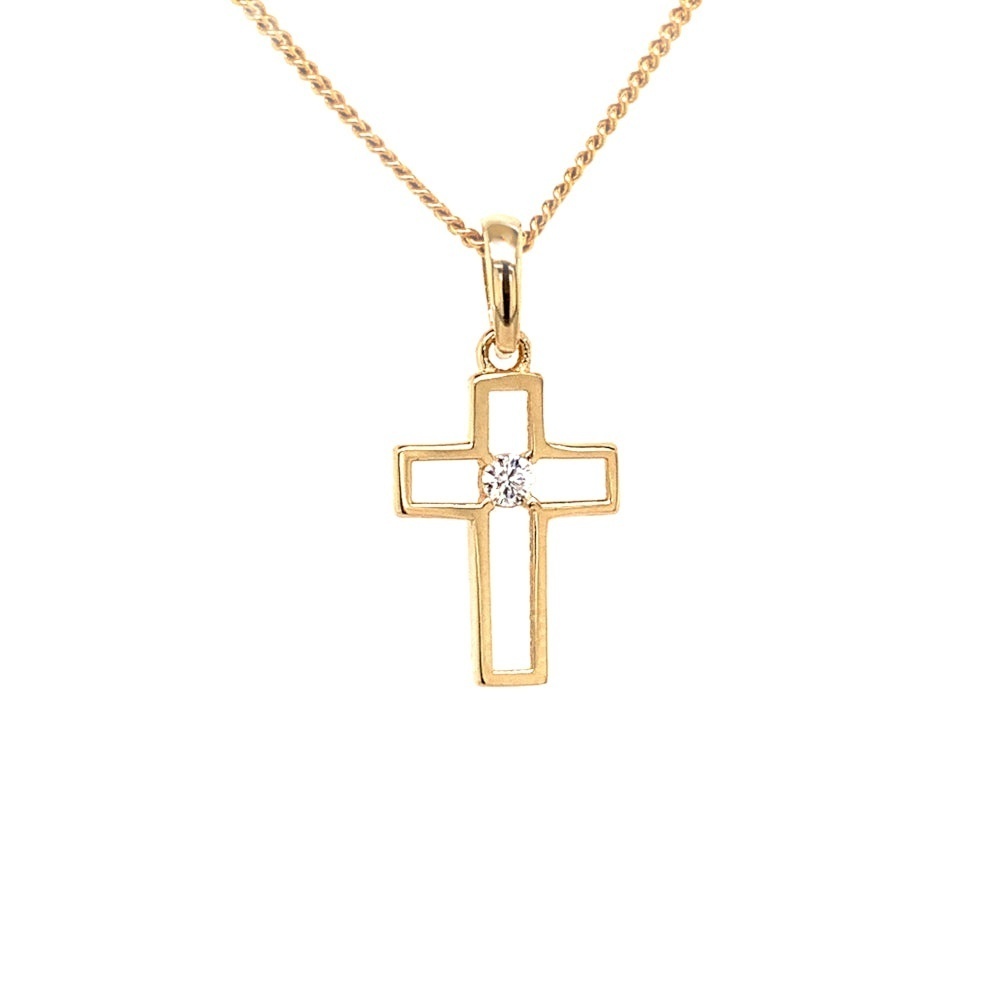 Cruce cu Zirconiu din Aur 14K