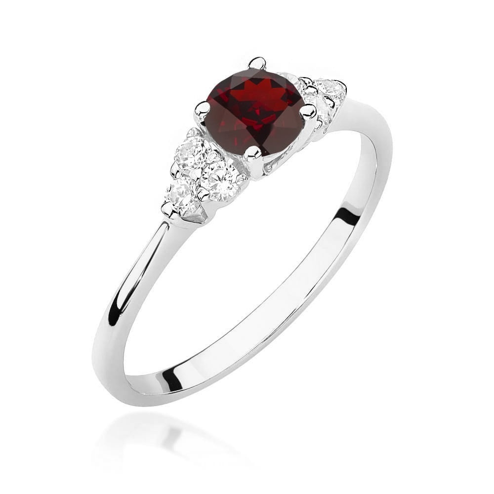 Inel Aur 14K cu Granat 0.60 ct si Diamante Naturale 0.18 ct