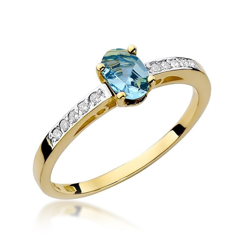 Inel Aur 14K cu Topaz Swiss 0.50 ct si Diamante Naturale 0.05 ct