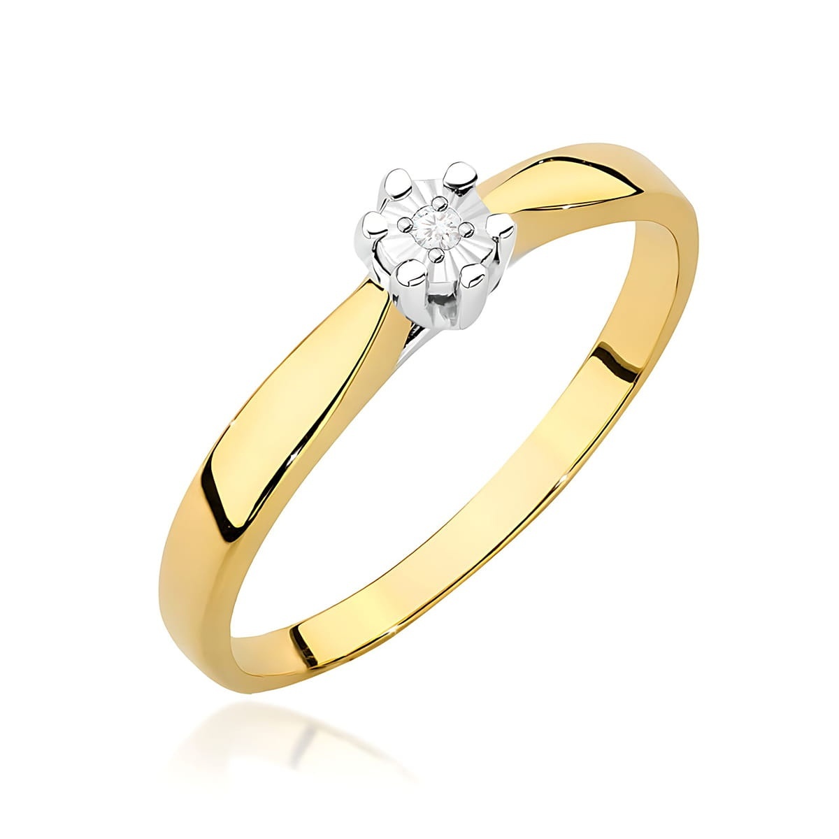 Inel Aur 9K cu Diamant Natural 0.01 ct