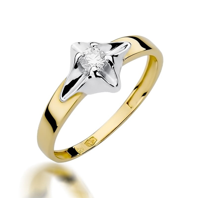 Inel Aur 9K cu Diamant Natural 0.12 ct