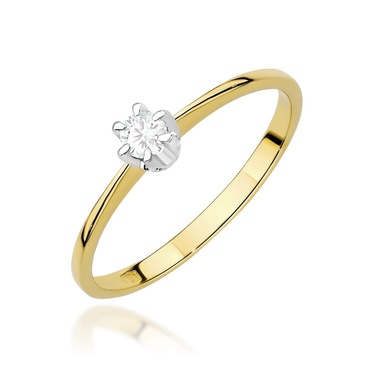 Inel Aur 9K cu Diamant Natural 0.12 ct