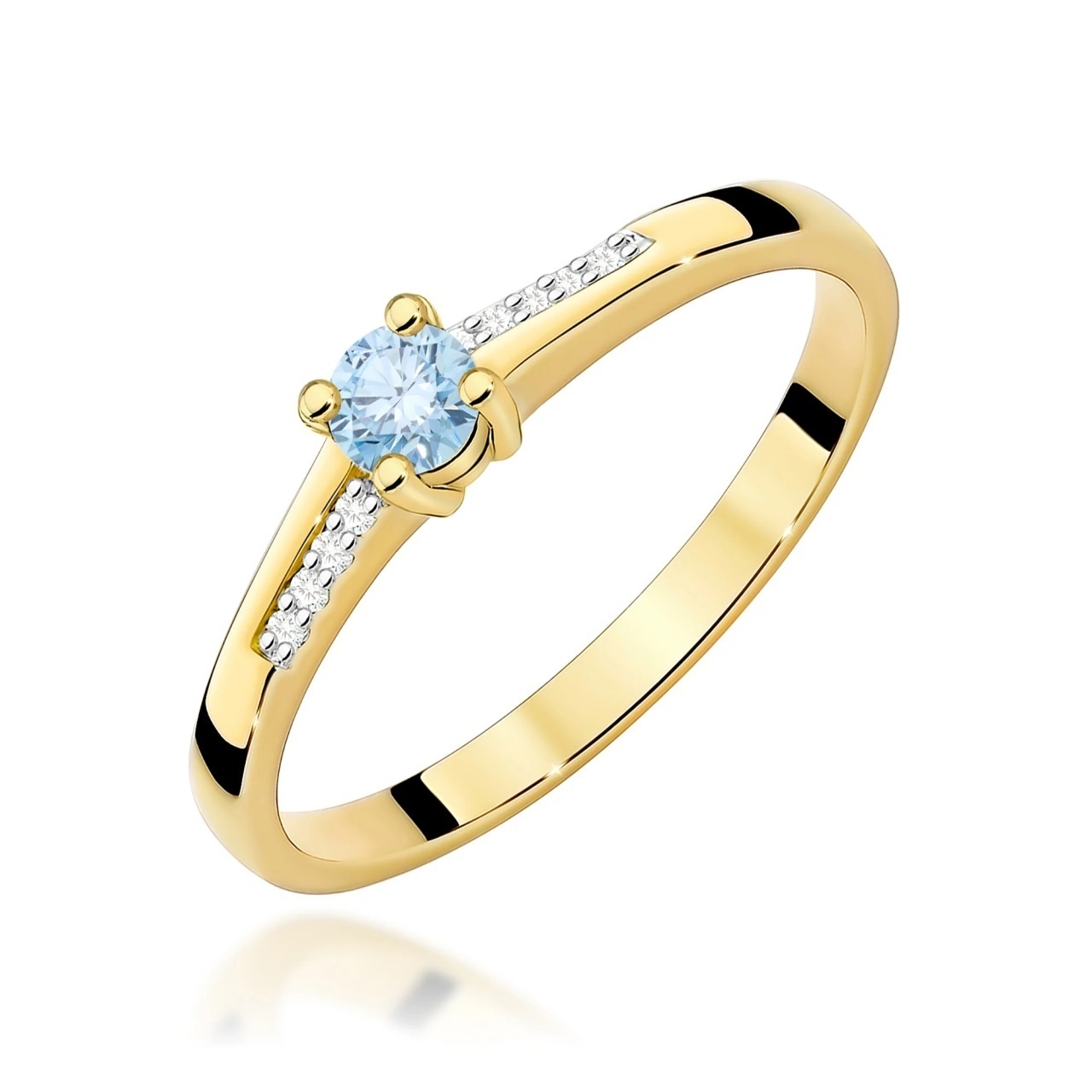 Inel Aur 9K cu Diamante Albastre de Laborator 0.19 ct