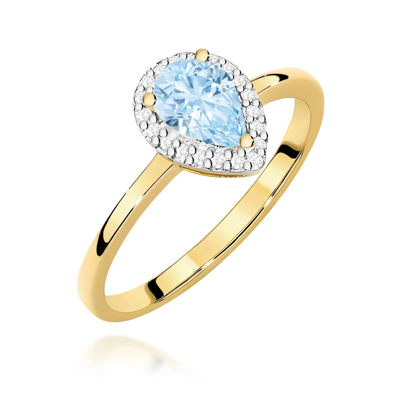 Inel Aur 9K cu Diamante Albastre de Laborator 0.60 ct