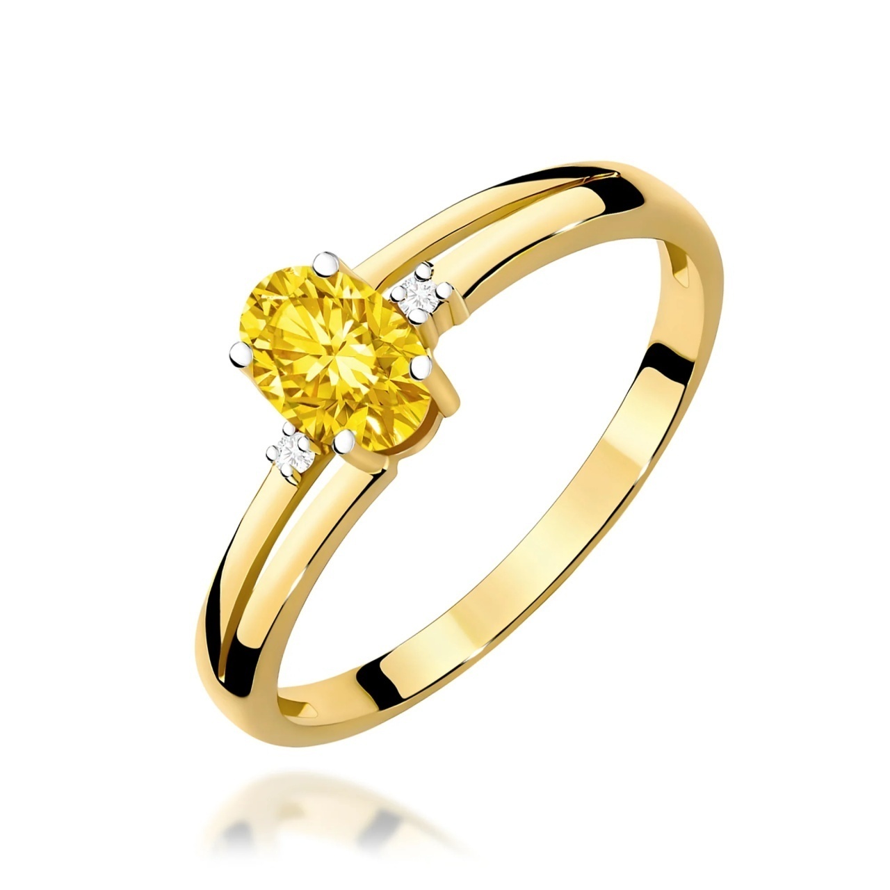 Inel Aur 9K cu Diamante Galbene de Laborator 0.53 ct