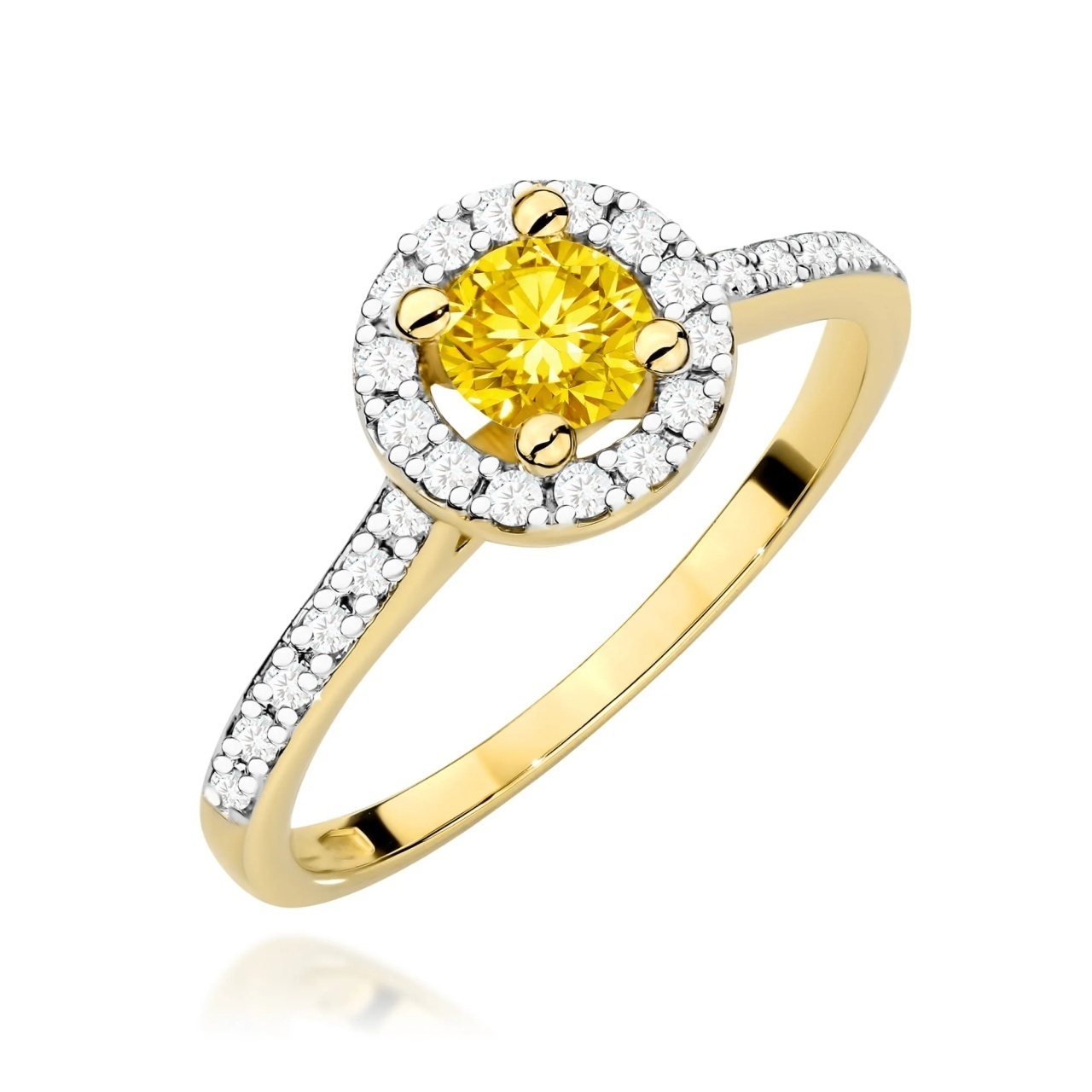 Inel Aur 9K cu Diamante Galbene de Laborator 0.72 ct