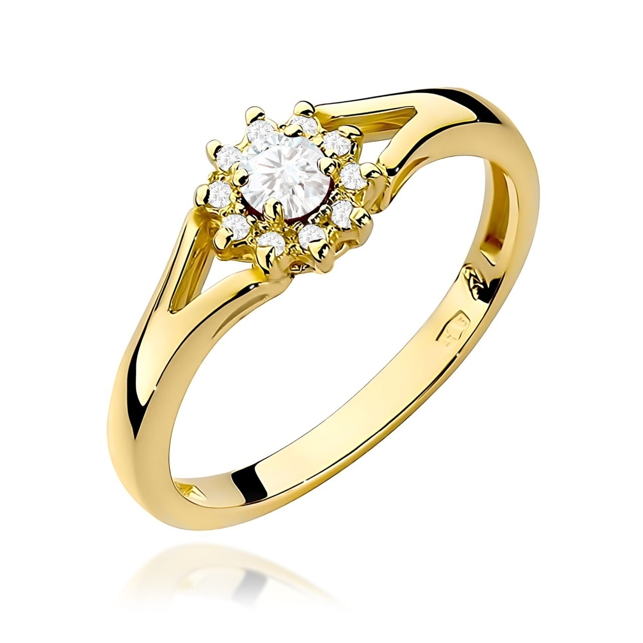 Inel Aur 9K cu Diamante Naturale 0.19 ct